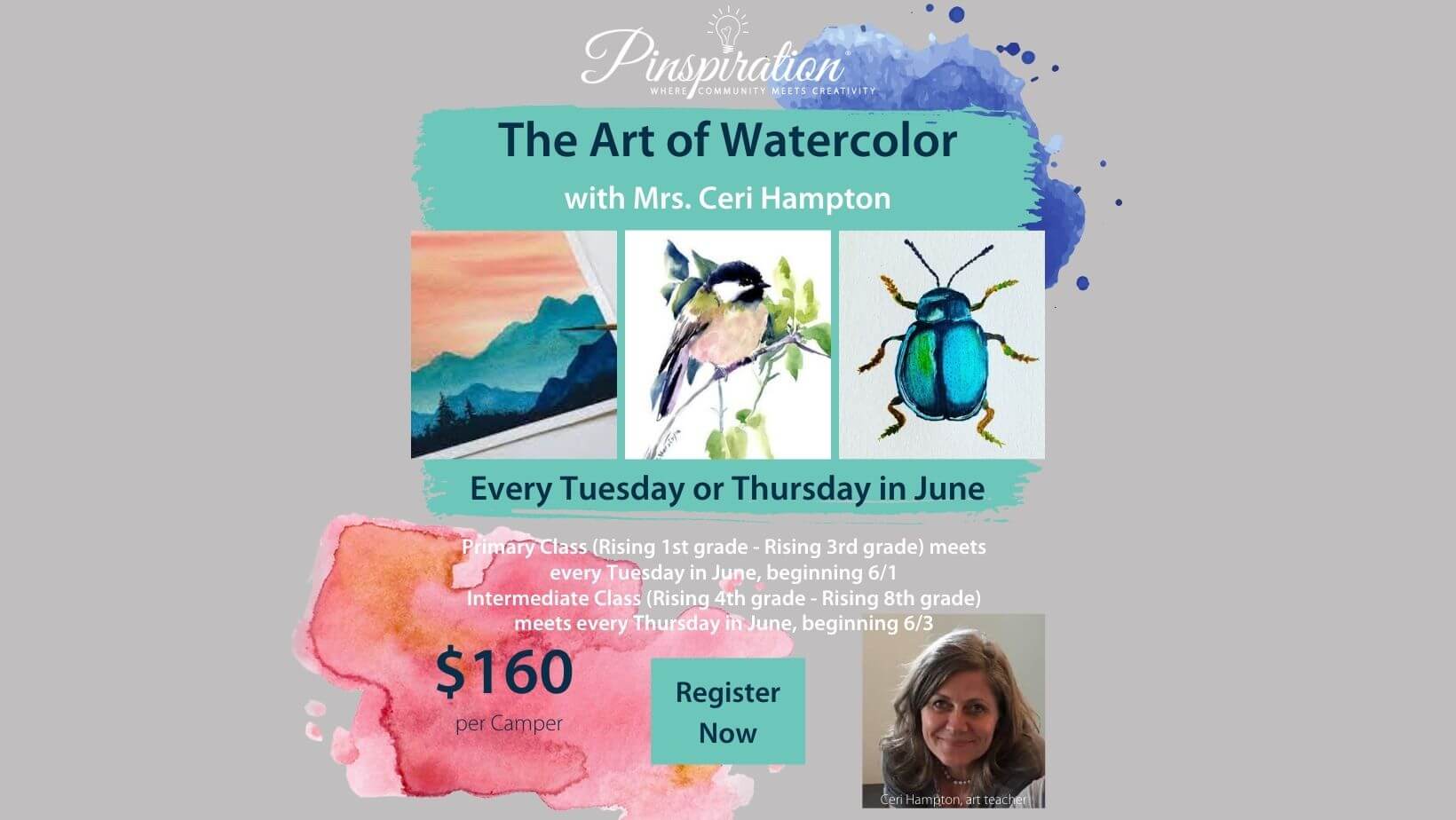 The Art of Watercolor - Intermediate Class (Rising 4th grade - Rising 8th grade children)